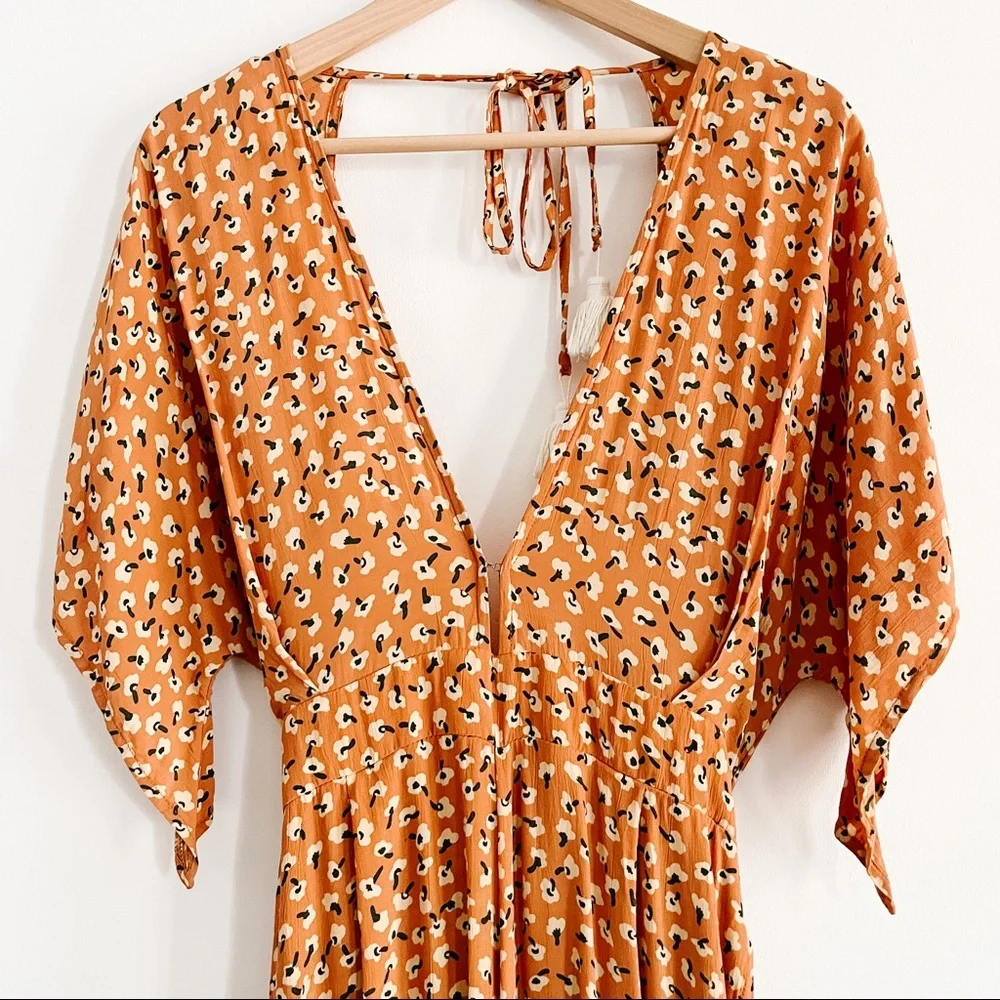 Faithfull The Brand Cedric Jumpsuit Vintage Bloom Peach Floral Women’s Large 8 - Picture 10 of 17